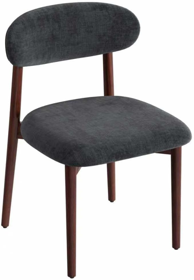 Wooden Dining Chair Set of 1, Modern Dining Chairs with with Curved Back, Fabric Upholstered Kitchen Dining Room Chairs with Adjustable Legs for Farmhouse Dining Living Room,Dark Grey