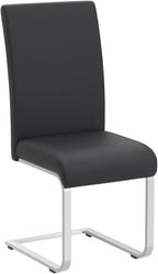 Yaheetech Dining Chairs Set of 2 Modern Faux Leather Upholstered Dining Room Chairs with High Back and Metal Chrome Legs for Kitchen/Living Room/Restaurant, Black