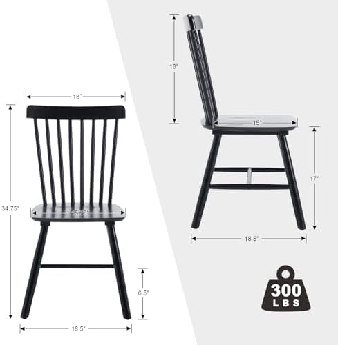 Windsor Dining Chairs Set of 2, Spindle Back Wooden Chairs