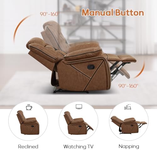 EBELLO Faux Leather Recliner Sofa Furniture Set for Living Room, Recliner Cha...