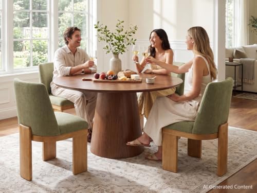RIVOVA Upholstered Dining Chairs Set of 2, Modern Wooden Dining Room Chair Li...