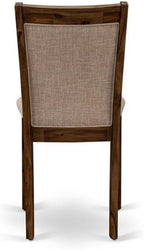 East West Furniture DLMZ5-AWN-04 5 Piece Kitchen Table Set for 4 Includes a Round Dining Room Table with Dropleaf and 4 Light Tan Linen Fabric Parsons Dining Chairs, 42x42 Inch, Natural Walnut