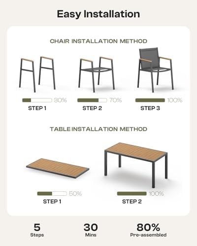 Outdoor Dining Set for 8, Aluminum Patio Table and Chairs Set, 10-Piece All W...