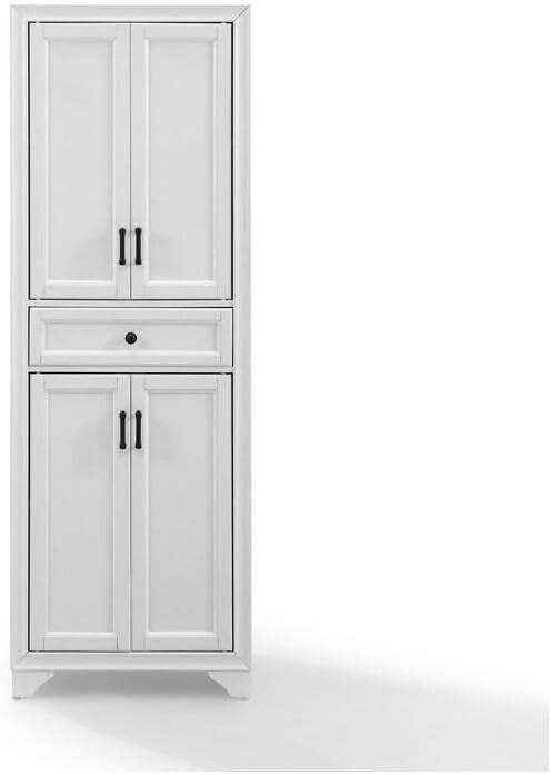 Maykoosh Pantry Cabinet - Distressed White Kitchen Storage - Adjustable Shelv...