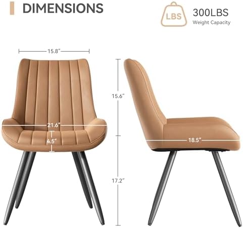Dining Chairs Set of 4, Mid Century Modern Kitchen Chairs with Soft Cushion, ...