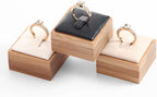 Coward Bamboo 6 Pcs Rings Display Stand, Ring Jewelry Holder Organizer Drawer Storage (White PU)