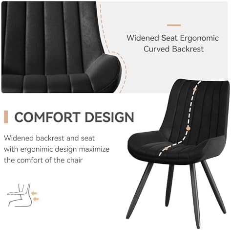Dining Chairs Set of 6, Faux Leather Mid Century Modern Kitchen Chairs with S...
