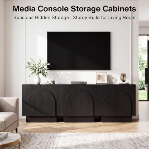 Ya-Home Black Sideboard Buffet Cabinet with Storage Set of 2, 63” Modern Side...