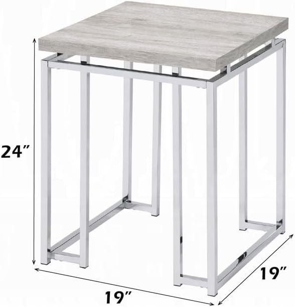 End Table Natural Oak Living1pc Chrome Frame Side Table