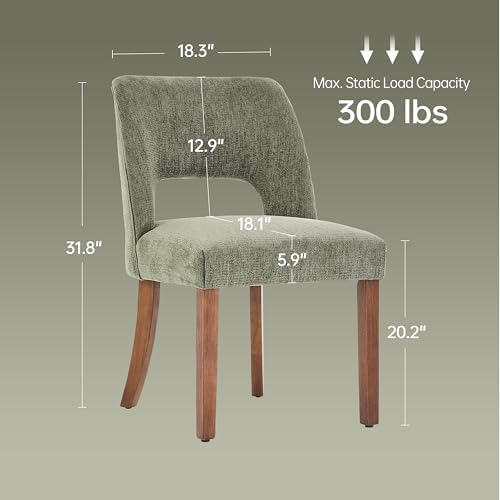 keoni Wooden Dining Chairs Set of 6 with Rubberwood Legs and Open Back