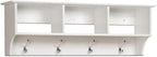 Prepac 48" Contemporary Wall Mounted Coat Rack, Coat Hooks Wall Mount with 3 Shelves, Ideal for Hallway or Entryway Storage Solution, 11.5"D x 48"W x 14.25"H, White