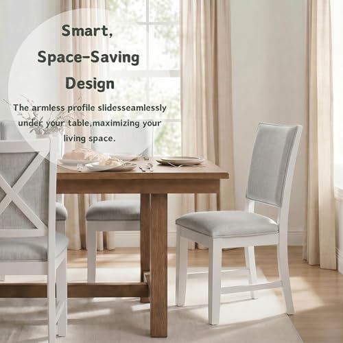 Farmhouse Dining Chairs Set of 2 Upholstered Kitchen Chairs with Cross Back A...