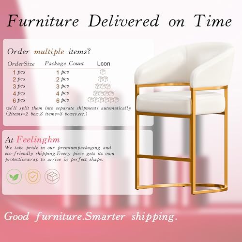 Modern Counter Height Bar Stools,Bar Stools Set of 3,PU Leather Upholstered B...