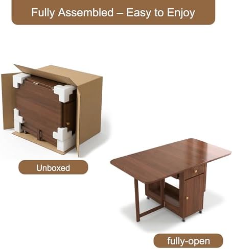 Drop Leaf Table and Chairs - 51" Fully Assembled Folding Dining Table