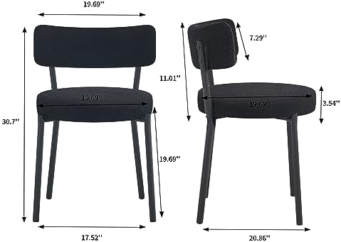 Boucle Dining Chairs Set of 4, Modern Round Upholstered Dining Chairs, Curved...