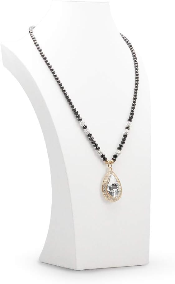 Oirlv White Leather Jewelry Bust Necklace Display Stand Trade Show Jewelry Holder (H:15.28")