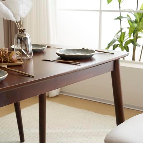Karl home 5-Piece Farmhouse Dining Table Set for 4, Solid Wood Frame,Walnut
