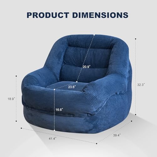 Giant Bean Bag Chair for Adults, Oversized Floor Lounge Chair with Armrests |...