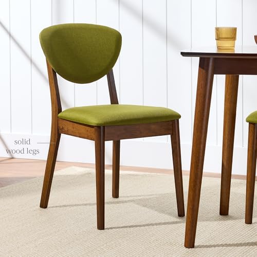 Best Choice Products Wooden Dining Chairs, Wood Mid-Century Modern Upholstere...