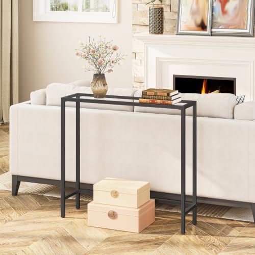 HOOBRO 29.5" Narrow Console Table, Modern Sofa Table Behind Couch Table ...