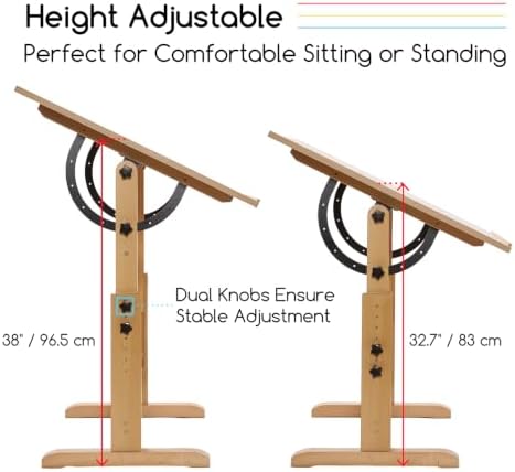 MEEDEN Extra-Large Wood Drafting Table: 42" x 30" Artist Drawing Ta...