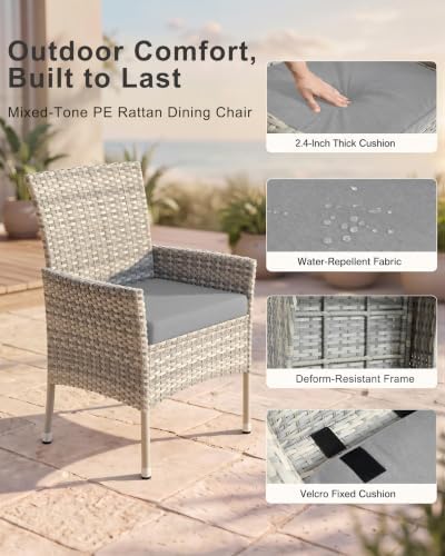 5-Piece Patio Dining, Set Patio Furniture Set Glass Table & 4 Wicker Chairs