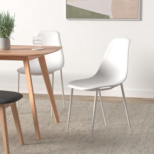 POLY & BARK Isla Modern Dining Chairs Set of 4 – Mid Century Modern Plast...