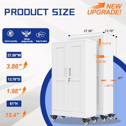 GAIOUS Metal Garage Storage Cabinet with Lock, 61” Tall Lockable File Cabinet...