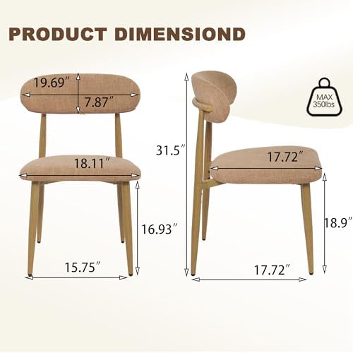 FREKEN Modern Upholstered Dining Chairs Set of 4, Mid-Century Metal Frame wit...