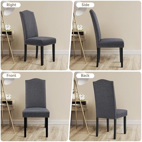 Yaheetech Dining Chairs Set of 4 High Back Parson Chairs Dark Gray