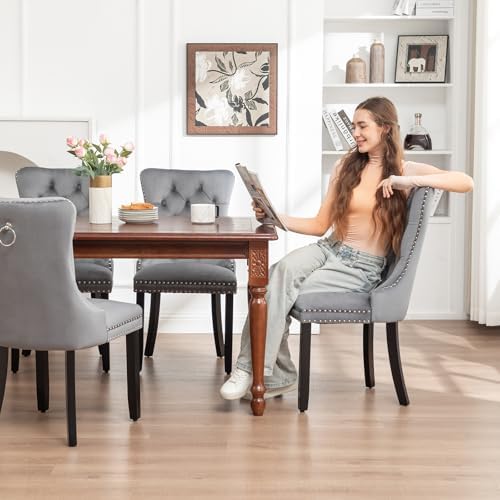 Hixkol Velvet Dining Chairs Set of 2,Upholstered Dining Chairs with Ring Pull...