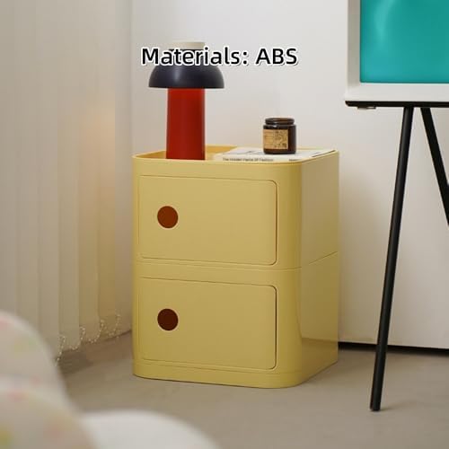 Square Night Stand with Magnetic Door, Plastic Stackable Small Storage Cabine...