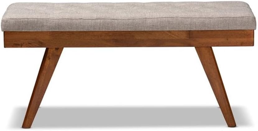 Baxton Studio Alona Mid-Century Modern Light Grey Fabric Upholstered Wood Din...