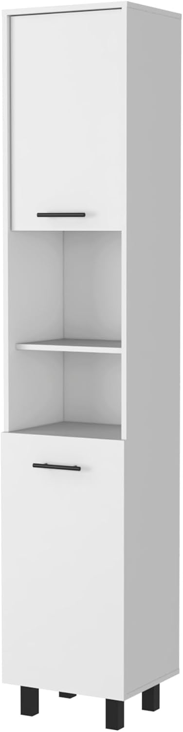 2-Door Pantry Cabinet, with Two 2-Cabinet Spaces and Two Open Shelves,for Kit...
