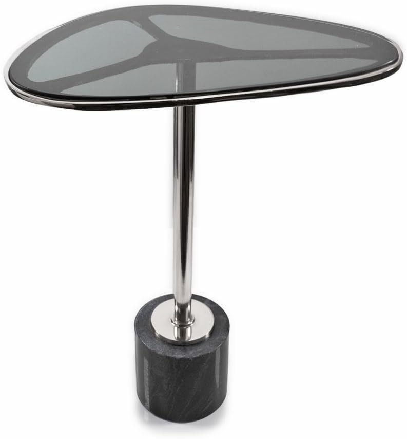 Modern Day Accents 3741 Moderna End Table, Marble and Glass Side Table with P...