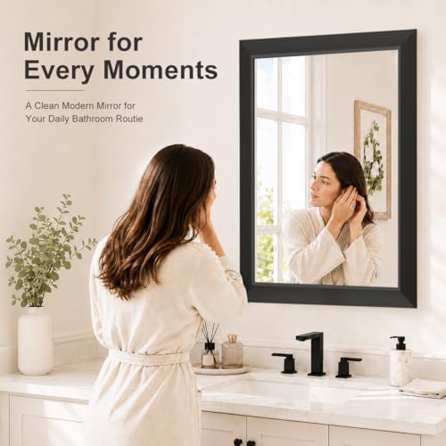 SMIROR 24x36 Matte Black Bathroom Vanity Mirror for Over Sink