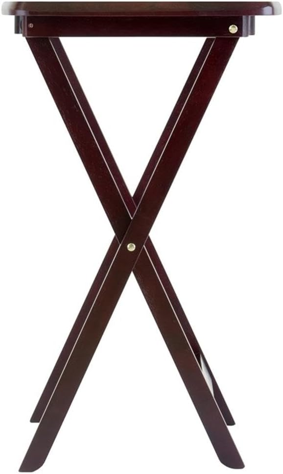 MAKLAINE 5-Piece Oversized Solid Wood Snack Table Set, Espresso Finish, Folda...