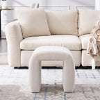 Multi-Functional Ottoman Stool, Footrest for Couch, Modern Vanity Stool for Make-up Room, Living Room and Entryway, Small Cute Footstool (White Chenille)