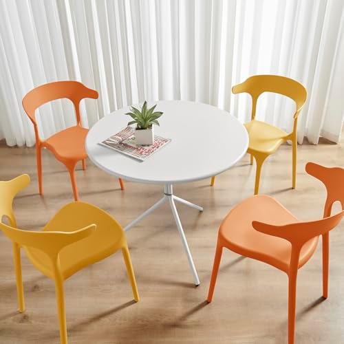 Modern Stackable Dining Chair Set, No Assembly, Plastic Chair, Patio Chair, S...