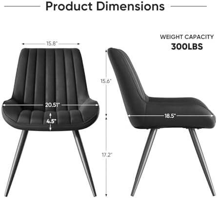 Nalupatio Modern Dining Chairs Set of 4, Comfy Dining Room Chairs with Thick ...