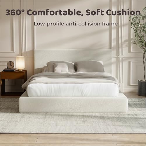 RECCI AirFrame Queen Upholstered Bed Frame with Plush Padded Headboard
