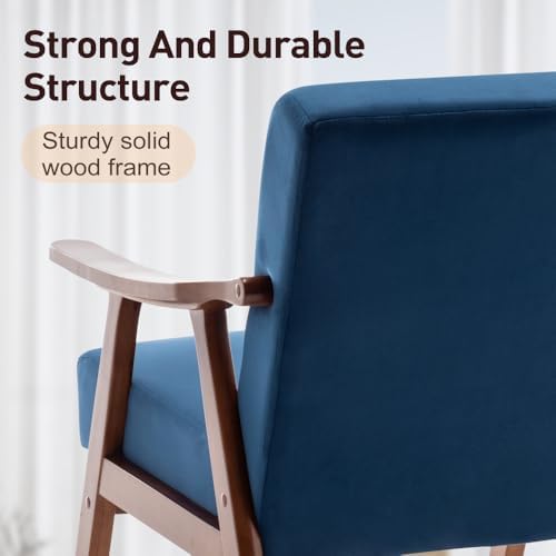 Lispin Mid-Century Modern Chair, Living Room Chair with Solid Wood Frame, Acc...
