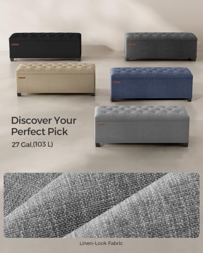 SONGMICS Storage Ottoman Bench, Foot Rest with Legs, Load up to 661.4 lb | En...