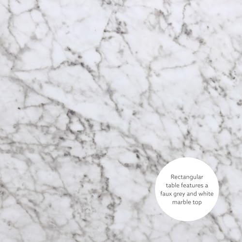 Linon White 3 Piece Faux Marble Tavern Set