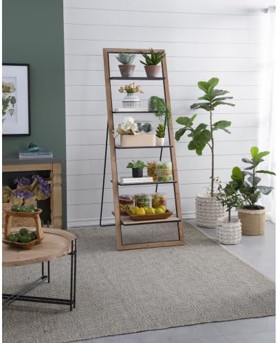 5-Tier Ladder Shelfing, Free Standing Organizer Shelves with Metal Stand, Two-Tone Indoor/Outdoor Plant Ladders, Ideal for Kitchen, Garden, Balcony Use