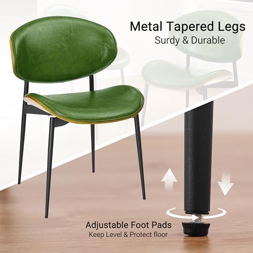 Art Leon Mid Century Modern Dining Chairs Set of 2 Armless Accent Green