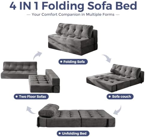 MAXYOYO Folding Sofa Bed, Convertible Chair Bed with Pillow | Portable 4 in 1...
