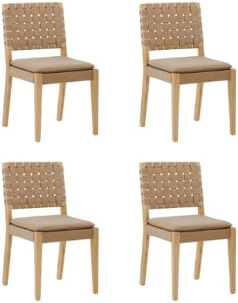 Nathan James Cohen Wood Dining Chair, Mid-Century Modern Upholstered Side Cha...
