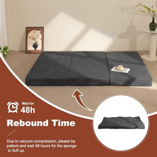 6-Inch Tri-Fold Foldable Mattress, Folding Sofa Bed with Removable Washable C...