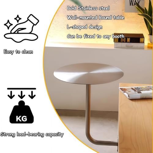 Wall-Mounted Stainless Steel Round Table, Space-Saving Hanging Table for Dini...